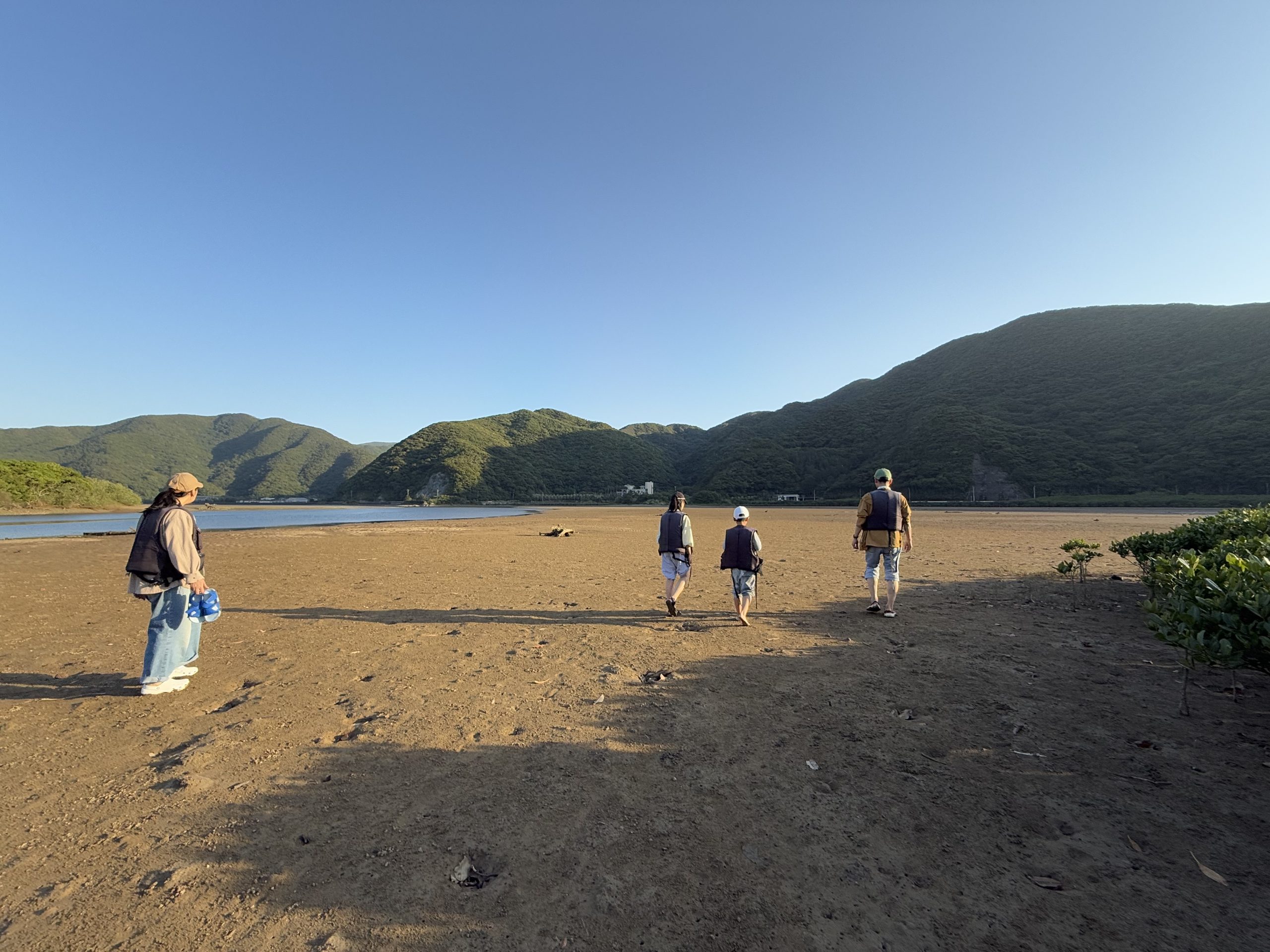 奄美のマングローブ、夕方の時間にカヌーをするサンセットマングローブカヌーツアー。満潮の時間帯はマングローブの水路へ、干潮の時間帯は普段上陸できない(普段は水に浸っている場所)へ上陸。生物を探してみたり、夕日に照らされてみたり。何も決まり事はありません、その時したいと思った過ごし方でお過ごしください＾＾